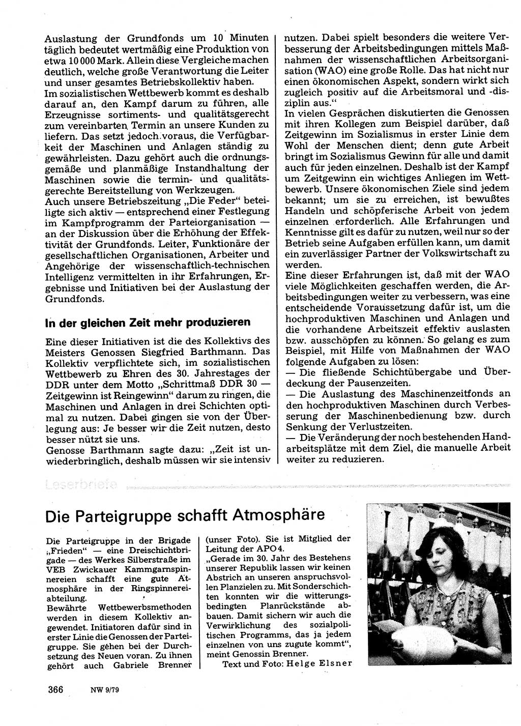 Neuer Weg (NW), Organ des Zentralkomitees (ZK) der SED (Sozialistische Einheitspartei Deutschlands) für Fragen des Parteilebens, 34. Jahrgang [Deutsche Demokratische Republik (DDR)] 1979, Seite 366 (NW ZK SED DDR 1979, S. 366)