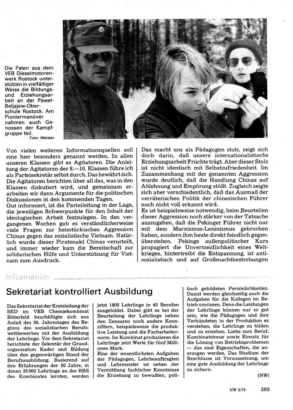Neuer Weg (NW), Organ des Zentralkomitees (ZK) der SED (Sozialistische Einheitspartei Deutschlands) für Fragen des Parteilebens, 34. Jahrgang [Deutsche Demokratische Republik (DDR)] 1979, Seite 369 (NW ZK SED DDR 1979, S. 369)
