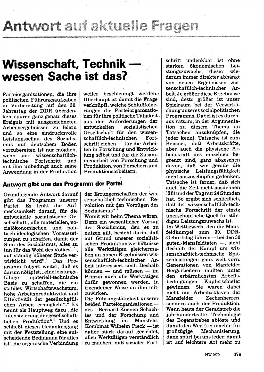 Neuer Weg (NW), Organ des Zentralkomitees (ZK) der SED (Sozialistische Einheitspartei Deutschlands) für Fragen des Parteilebens, 34. Jahrgang [Deutsche Demokratische Republik (DDR)] 1979, Seite 379 (NW ZK SED DDR 1979, S. 379)