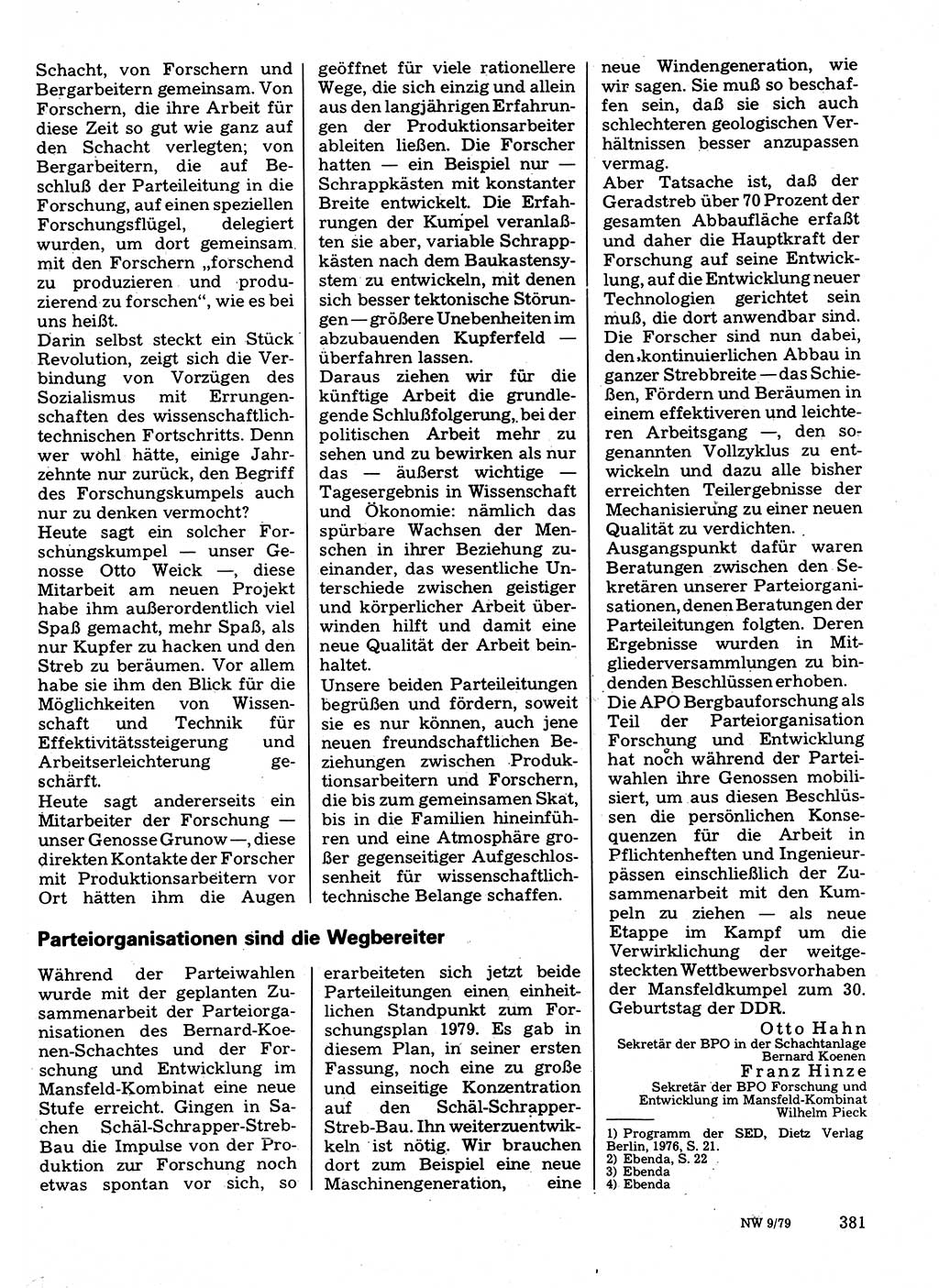 Neuer Weg (NW), Organ des Zentralkomitees (ZK) der SED (Sozialistische Einheitspartei Deutschlands) für Fragen des Parteilebens, 34. Jahrgang [Deutsche Demokratische Republik (DDR)] 1979, Seite 381 (NW ZK SED DDR 1979, S. 381)