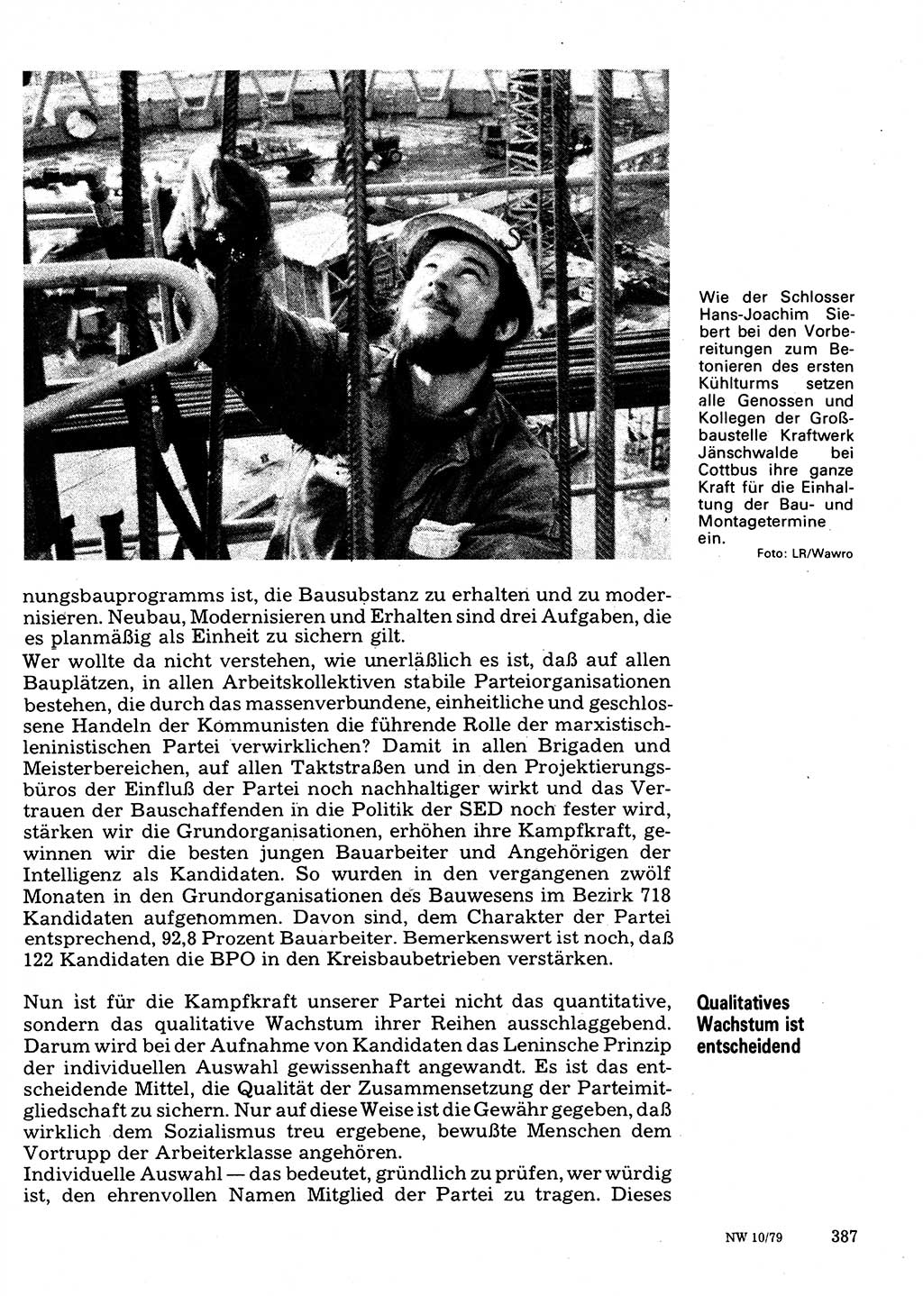 Neuer Weg (NW), Organ des Zentralkomitees (ZK) der SED (Sozialistische Einheitspartei Deutschlands) für Fragen des Parteilebens, 34. Jahrgang [Deutsche Demokratische Republik (DDR)] 1979, Seite 387 (NW ZK SED DDR 1979, S. 387)
