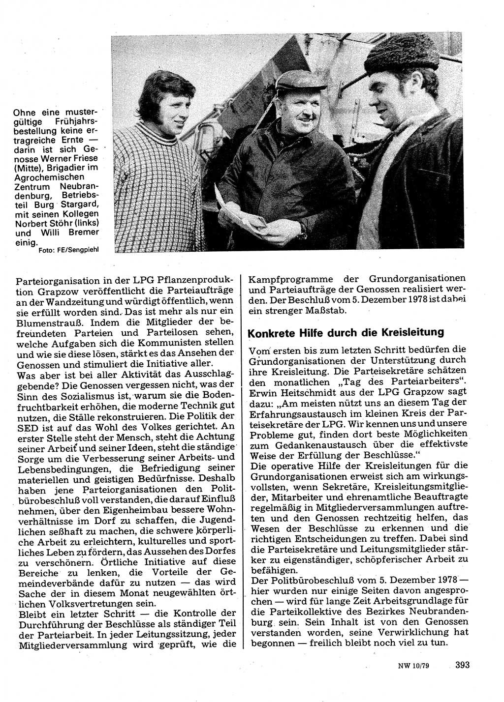 Neuer Weg (NW), Organ des Zentralkomitees (ZK) der SED (Sozialistische Einheitspartei Deutschlands) für Fragen des Parteilebens, 34. Jahrgang [Deutsche Demokratische Republik (DDR)] 1979, Seite 393 (NW ZK SED DDR 1979, S. 393)