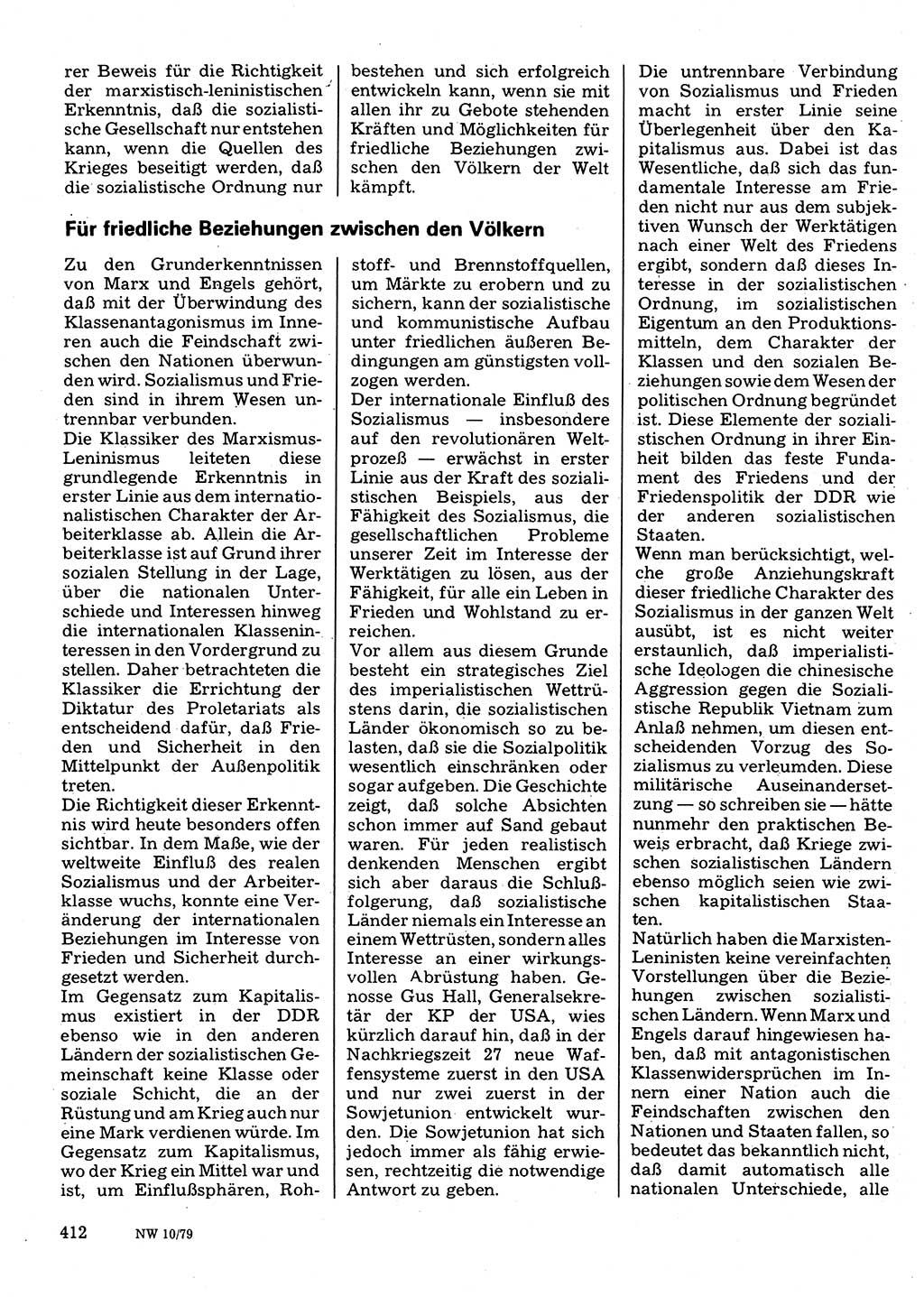 Neuer Weg (NW), Organ des Zentralkomitees (ZK) der SED (Sozialistische Einheitspartei Deutschlands) für Fragen des Parteilebens, 34. Jahrgang [Deutsche Demokratische Republik (DDR)] 1979, Seite 412 (NW ZK SED DDR 1979, S. 412)