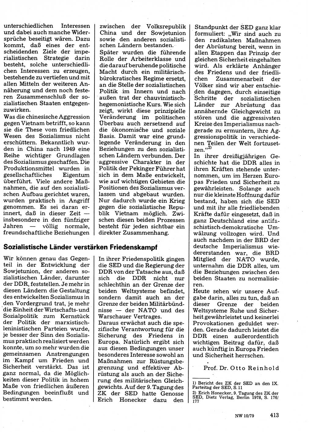 Neuer Weg (NW), Organ des Zentralkomitees (ZK) der SED (Sozialistische Einheitspartei Deutschlands) für Fragen des Parteilebens, 34. Jahrgang [Deutsche Demokratische Republik (DDR)] 1979, Seite 413 (NW ZK SED DDR 1979, S. 413)