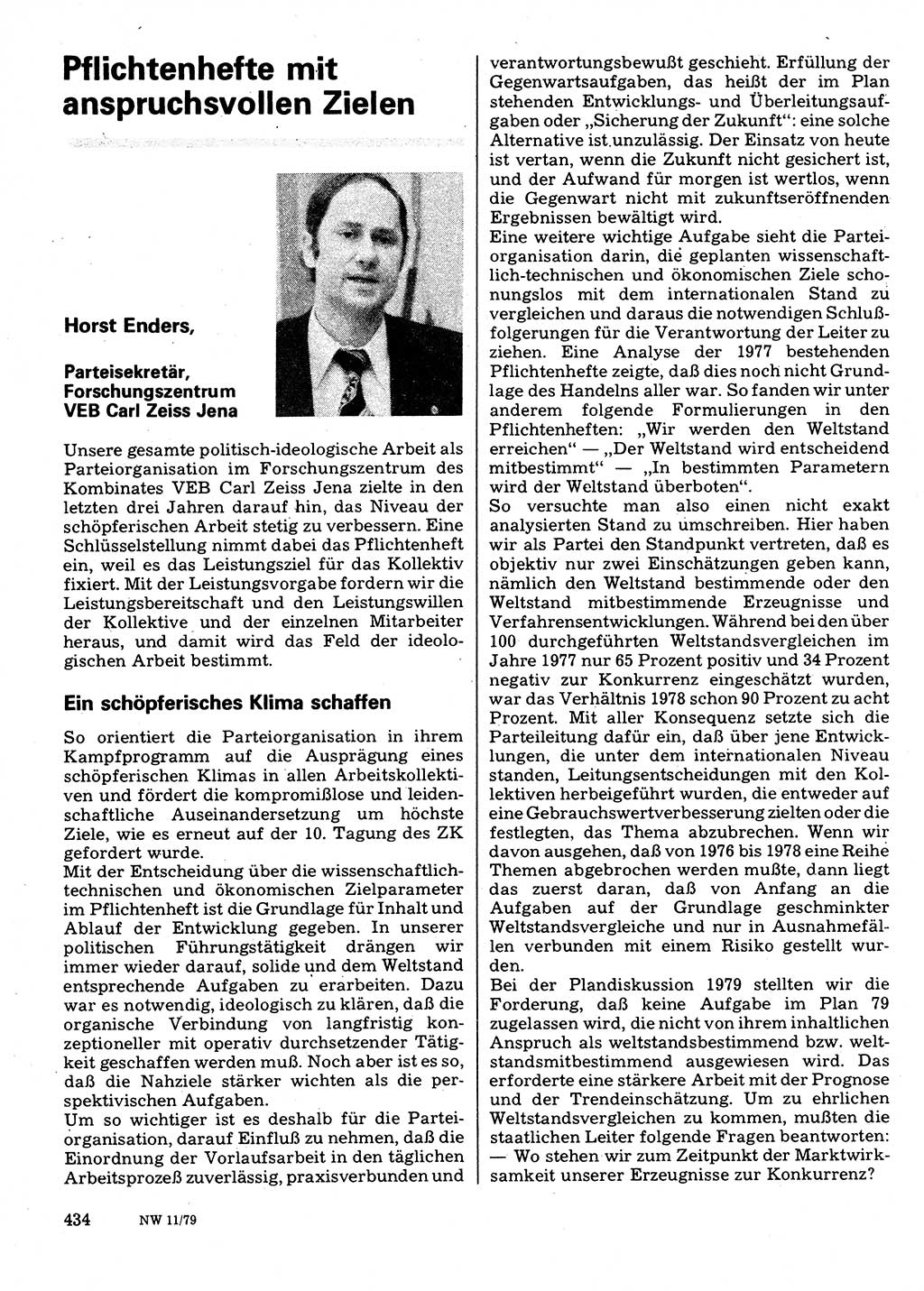 Neuer Weg (NW), Organ des Zentralkomitees (ZK) der SED (Sozialistische Einheitspartei Deutschlands) für Fragen des Parteilebens, 34. Jahrgang [Deutsche Demokratische Republik (DDR)] 1979, Seite 434 (NW ZK SED DDR 1979, S. 434)