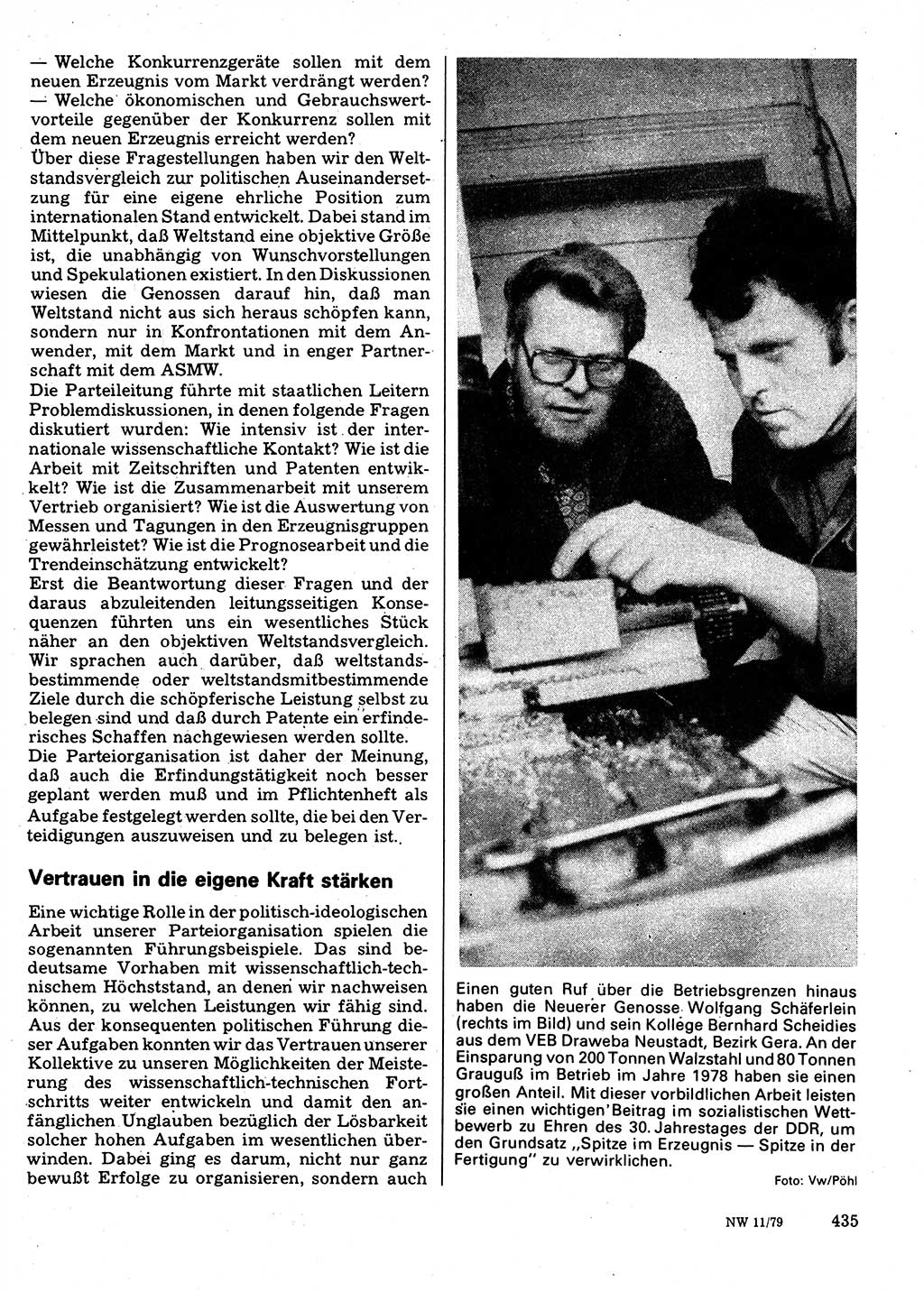 Neuer Weg (NW), Organ des Zentralkomitees (ZK) der SED (Sozialistische Einheitspartei Deutschlands) für Fragen des Parteilebens, 34. Jahrgang [Deutsche Demokratische Republik (DDR)] 1979, Seite 435 (NW ZK SED DDR 1979, S. 435)