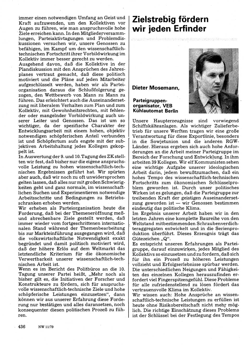 Neuer Weg (NW), Organ des Zentralkomitees (ZK) der SED (Sozialistische Einheitspartei Deutschlands) für Fragen des Parteilebens, 34. Jahrgang [Deutsche Demokratische Republik (DDR)] 1979, Seite 436 (NW ZK SED DDR 1979, S. 436)