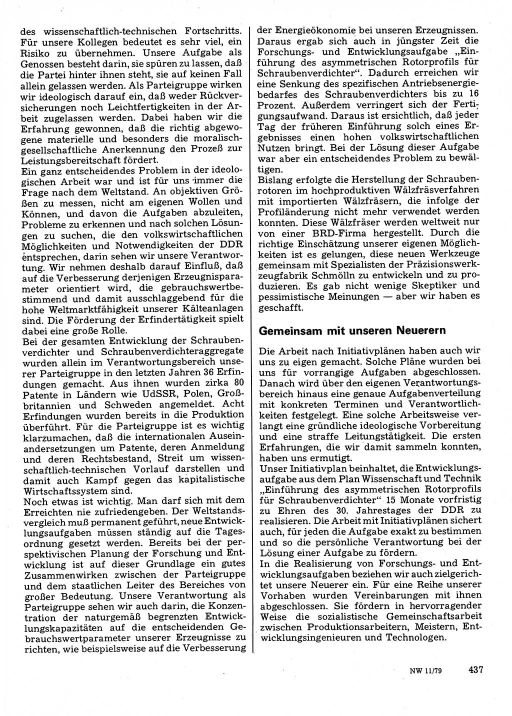 Neuer Weg (NW), Organ des Zentralkomitees (ZK) der SED (Sozialistische Einheitspartei Deutschlands) für Fragen des Parteilebens, 34. Jahrgang [Deutsche Demokratische Republik (DDR)] 1979, Seite 437 (NW ZK SED DDR 1979, S. 437)