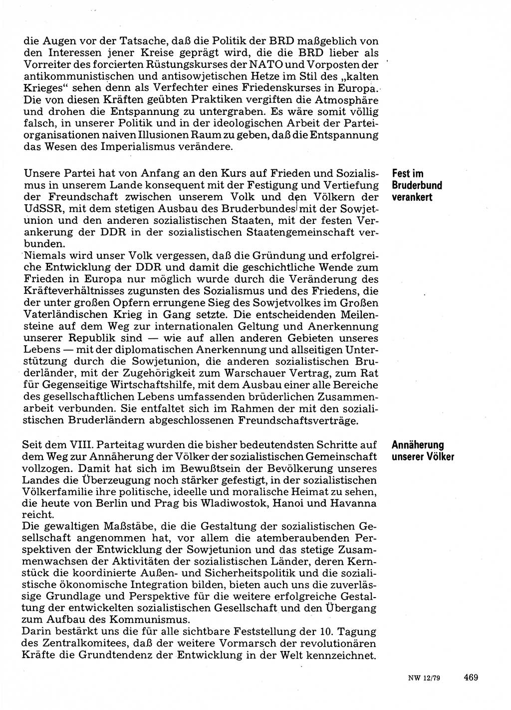 Neuer Weg (NW), Organ des Zentralkomitees (ZK) der SED (Sozialistische Einheitspartei Deutschlands) für Fragen des Parteilebens, 34. Jahrgang [Deutsche Demokratische Republik (DDR)] 1979, Seite 469 (NW ZK SED DDR 1979, S. 469)
