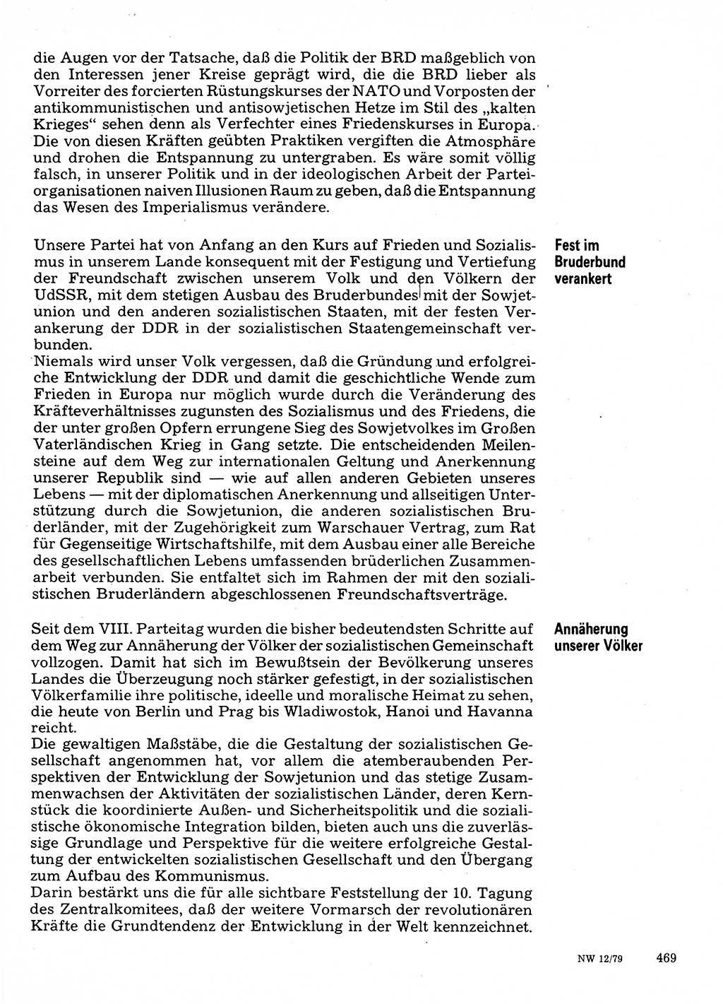 Neuer Weg (NW), Organ des Zentralkomitees (ZK) der SED (Sozialistische Einheitspartei Deutschlands) für Fragen des Parteilebens, 34. Jahrgang [Deutsche Demokratische Republik (DDR)] 1979, Seite 469 (NW ZK SED DDR 1979, S. 469)