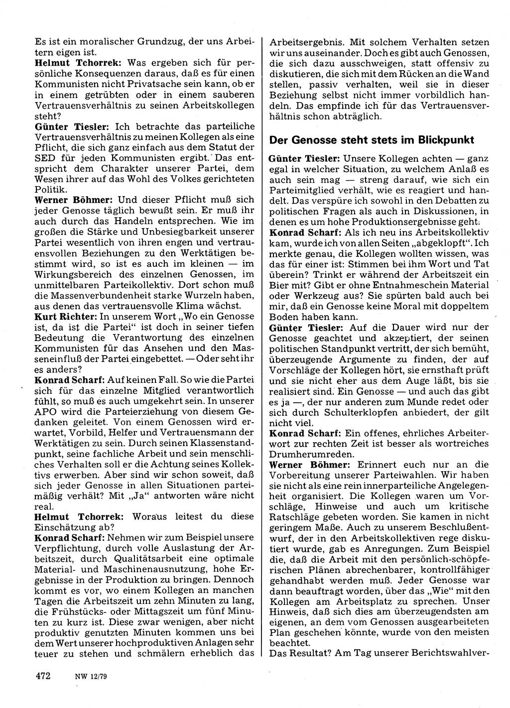 Neuer Weg (NW), Organ des Zentralkomitees (ZK) der SED (Sozialistische Einheitspartei Deutschlands) für Fragen des Parteilebens, 34. Jahrgang [Deutsche Demokratische Republik (DDR)] 1979, Seite 472 (NW ZK SED DDR 1979, S. 472)