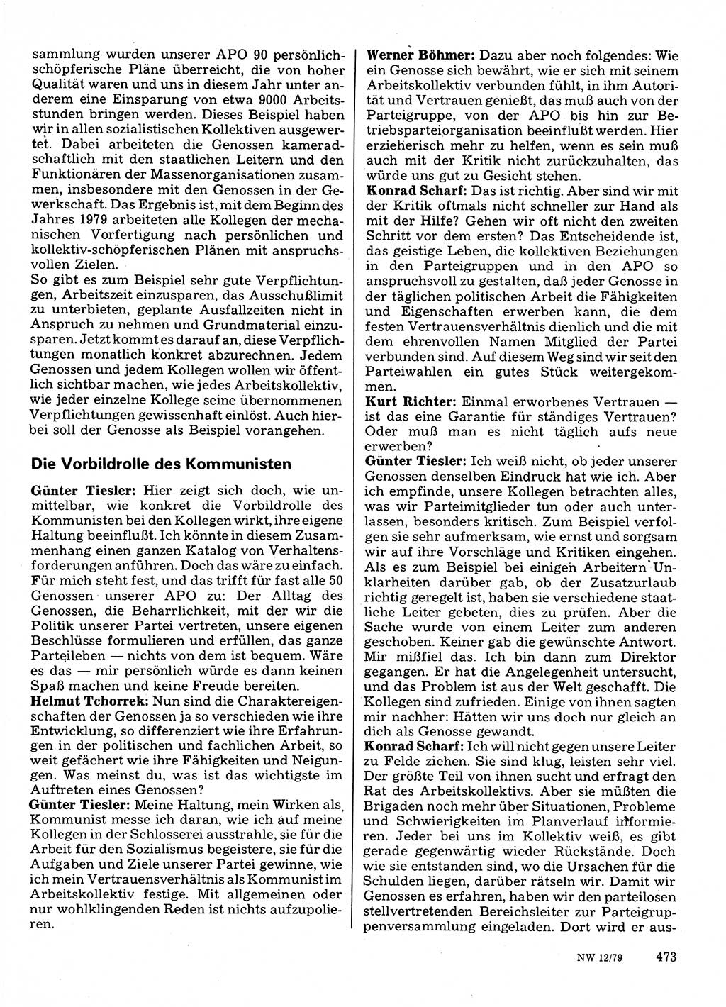 Neuer Weg (NW), Organ des Zentralkomitees (ZK) der SED (Sozialistische Einheitspartei Deutschlands) für Fragen des Parteilebens, 34. Jahrgang [Deutsche Demokratische Republik (DDR)] 1979, Seite 473 (NW ZK SED DDR 1979, S. 473)