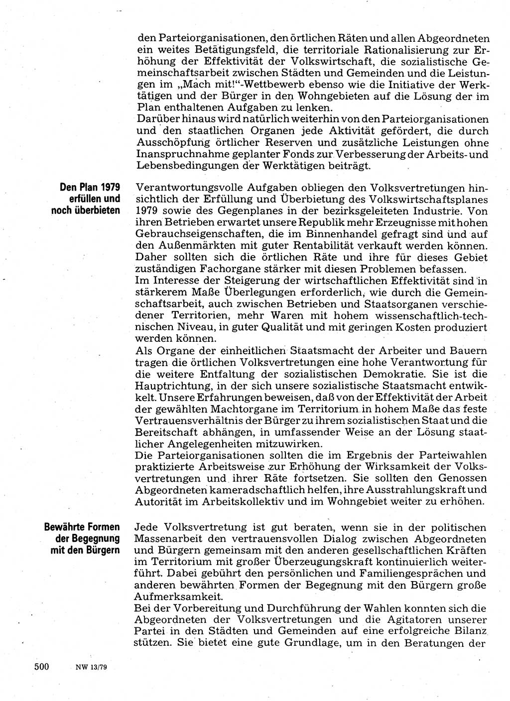 Neuer Weg (NW), Organ des Zentralkomitees (ZK) der SED (Sozialistische Einheitspartei Deutschlands) für Fragen des Parteilebens, 34. Jahrgang [Deutsche Demokratische Republik (DDR)] 1979, Seite 500 (NW ZK SED DDR 1979, S. 500)