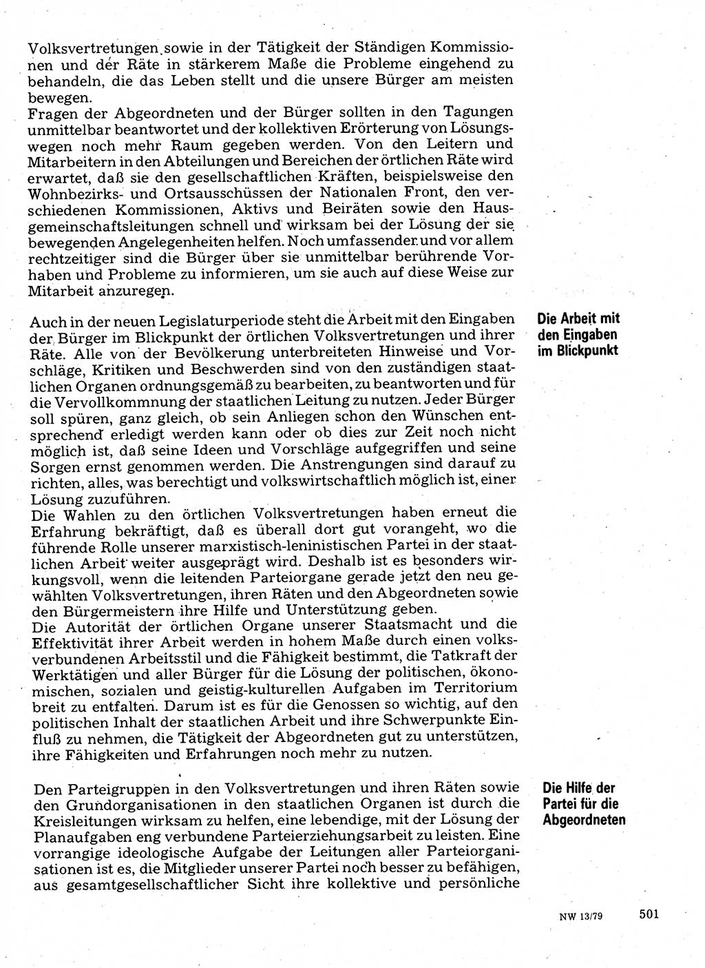 Neuer Weg (NW), Organ des Zentralkomitees (ZK) der SED (Sozialistische Einheitspartei Deutschlands) für Fragen des Parteilebens, 34. Jahrgang [Deutsche Demokratische Republik (DDR)] 1979, Seite 501 (NW ZK SED DDR 1979, S. 501)