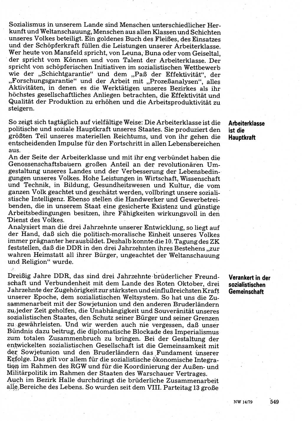 Neuer Weg (NW), Organ des Zentralkomitees (ZK) der SED (Sozialistische Einheitspartei Deutschlands) für Fragen des Parteilebens, 34. Jahrgang [Deutsche Demokratische Republik (DDR)] 1979, Seite 549 (NW ZK SED DDR 1979, S. 549)