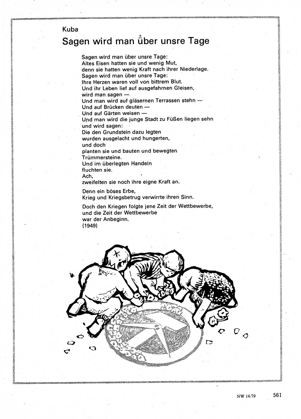 Neuer Weg (NW), Organ des Zentralkomitees (ZK) der SED (Sozialistische Einheitspartei Deutschlands) für Fragen des Parteilebens, 34. Jahrgang [Deutsche Demokratische Republik (DDR)] 1979, Seite 561 (NW ZK SED DDR 1979, S. 561)