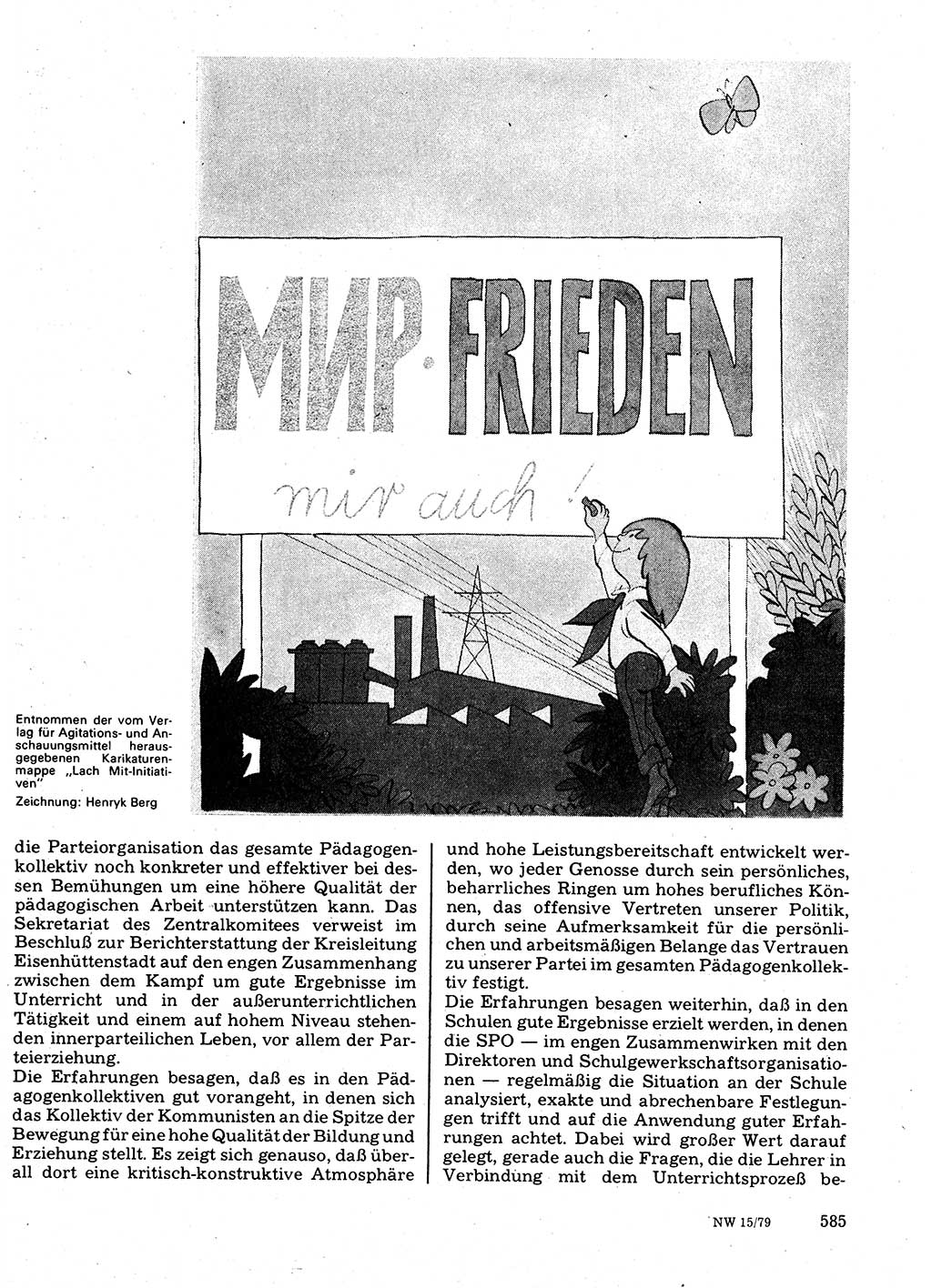 Neuer Weg (NW), Organ des Zentralkomitees (ZK) der SED (Sozialistische Einheitspartei Deutschlands) für Fragen des Parteilebens, 34. Jahrgang [Deutsche Demokratische Republik (DDR)] 1979, Seite 585 (NW ZK SED DDR 1979, S. 585)
