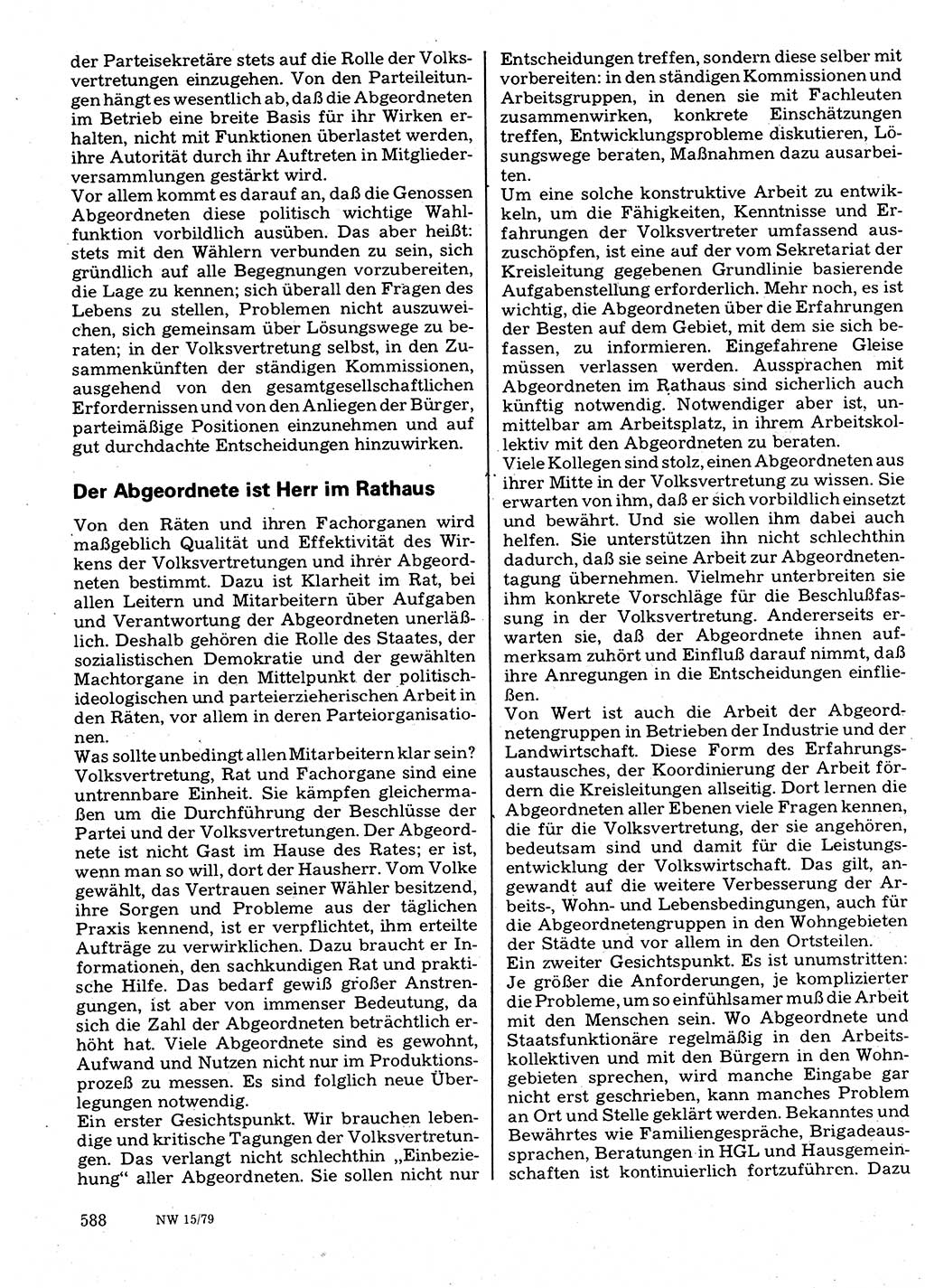 Neuer Weg (NW), Organ des Zentralkomitees (ZK) der SED (Sozialistische Einheitspartei Deutschlands) für Fragen des Parteilebens, 34. Jahrgang [Deutsche Demokratische Republik (DDR)] 1979, Seite 588 (NW ZK SED DDR 1979, S. 588)