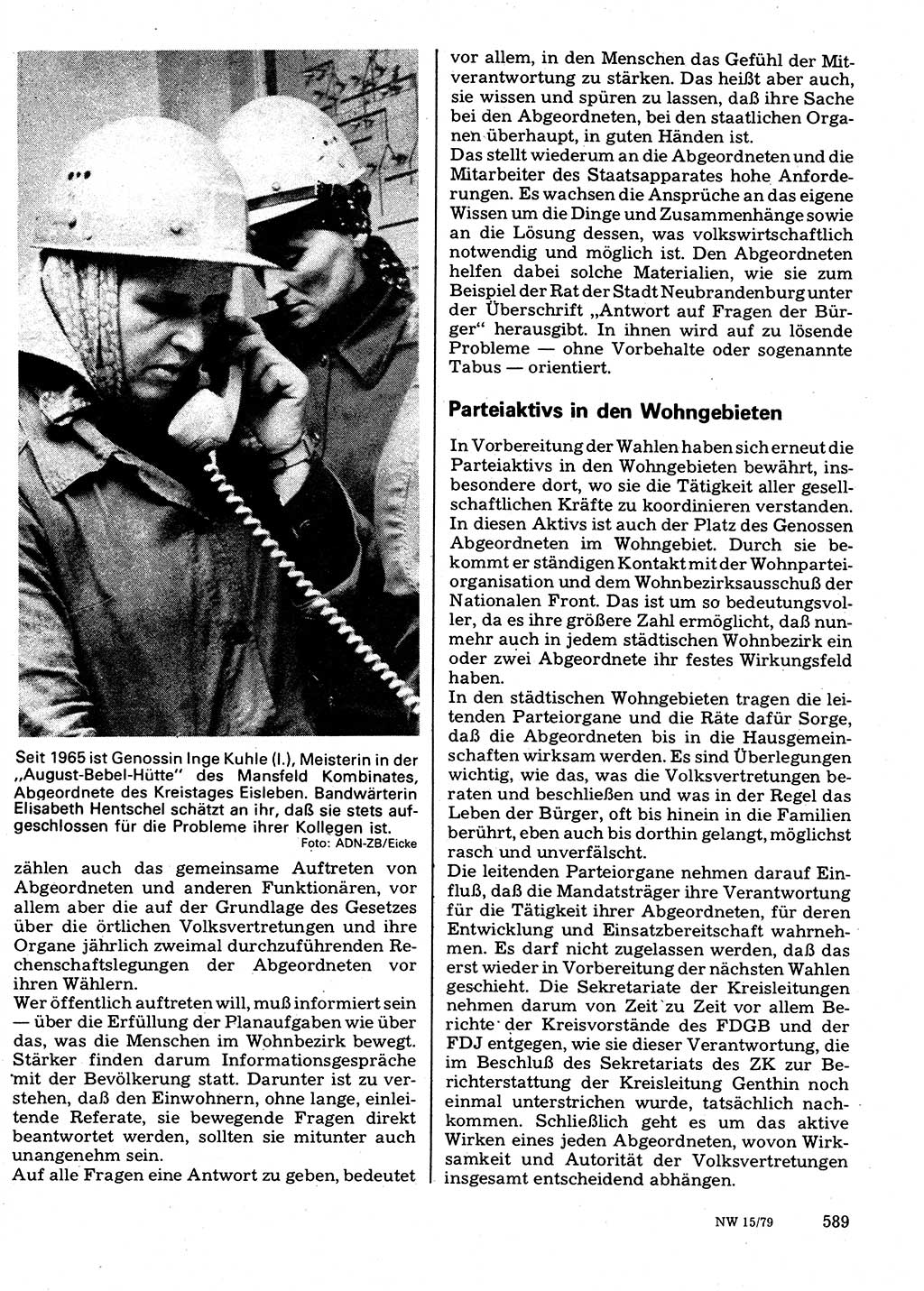 Neuer Weg (NW), Organ des Zentralkomitees (ZK) der SED (Sozialistische Einheitspartei Deutschlands) für Fragen des Parteilebens, 34. Jahrgang [Deutsche Demokratische Republik (DDR)] 1979, Seite 589 (NW ZK SED DDR 1979, S. 589)