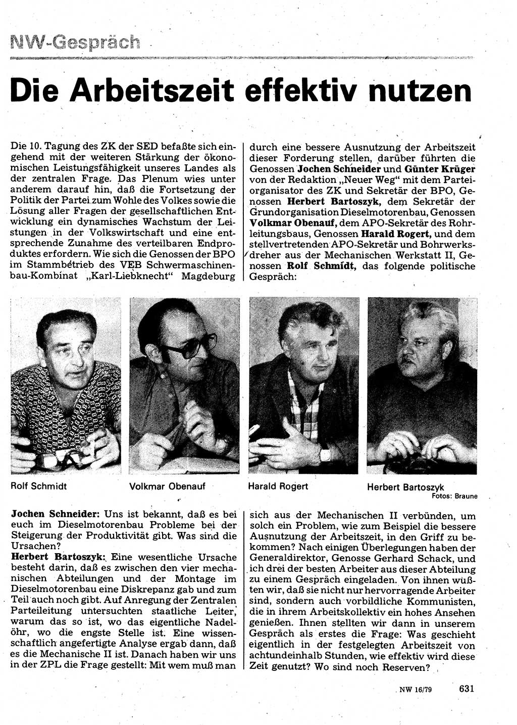 Neuer Weg (NW), Organ des Zentralkomitees (ZK) der SED (Sozialistische Einheitspartei Deutschlands) für Fragen des Parteilebens, 34. Jahrgang [Deutsche Demokratische Republik (DDR)] 1979, Seite 631 (NW ZK SED DDR 1979, S. 631)
