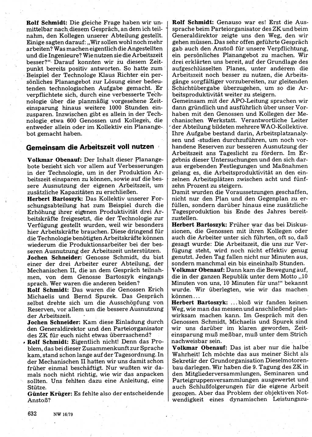 Neuer Weg (NW), Organ des Zentralkomitees (ZK) der SED (Sozialistische Einheitspartei Deutschlands) für Fragen des Parteilebens, 34. Jahrgang [Deutsche Demokratische Republik (DDR)] 1979, Seite 632 (NW ZK SED DDR 1979, S. 632)
