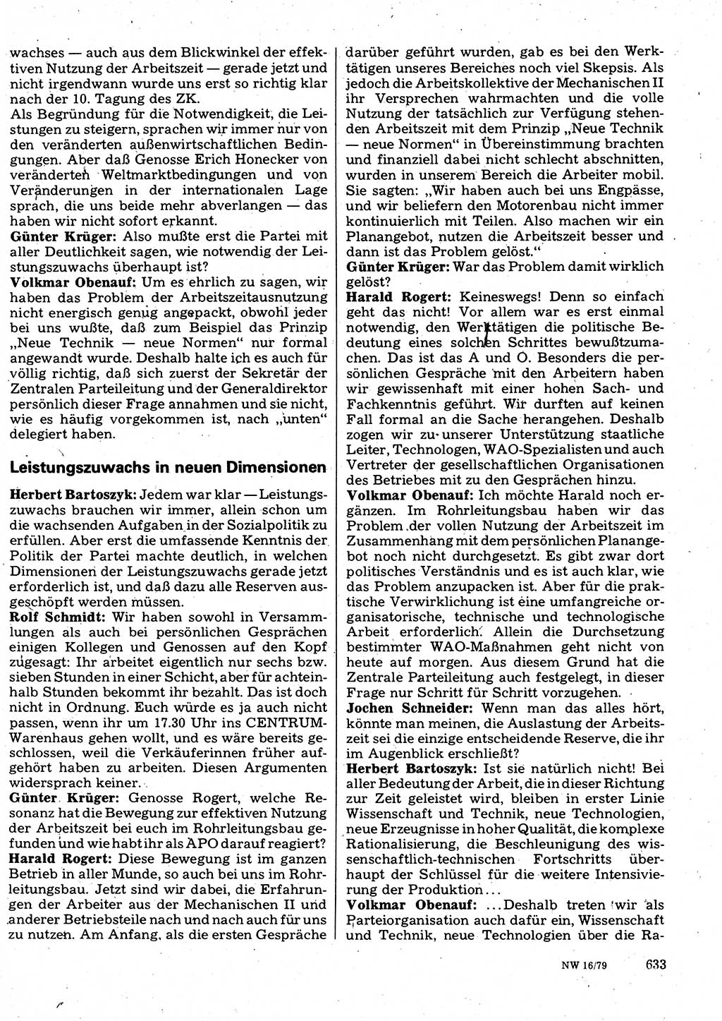 Neuer Weg (NW), Organ des Zentralkomitees (ZK) der SED (Sozialistische Einheitspartei Deutschlands) für Fragen des Parteilebens, 34. Jahrgang [Deutsche Demokratische Republik (DDR)] 1979, Seite 633 (NW ZK SED DDR 1979, S. 633)