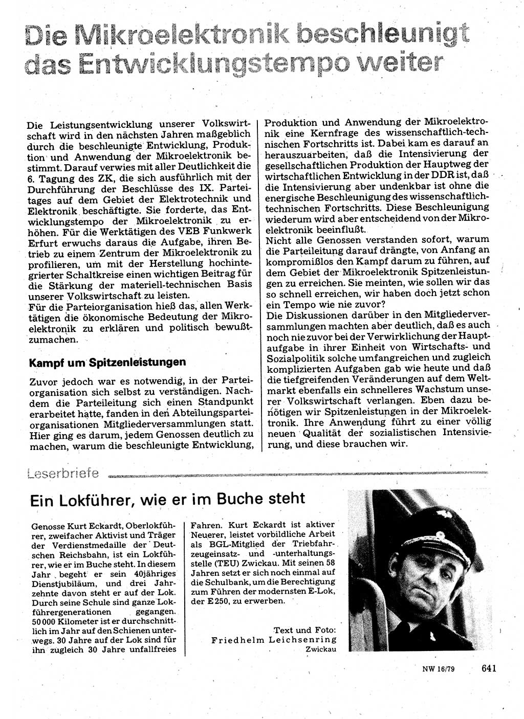 Neuer Weg (NW), Organ des Zentralkomitees (ZK) der SED (Sozialistische Einheitspartei Deutschlands) für Fragen des Parteilebens, 34. Jahrgang [Deutsche Demokratische Republik (DDR)] 1979, Seite 641 (NW ZK SED DDR 1979, S. 641)