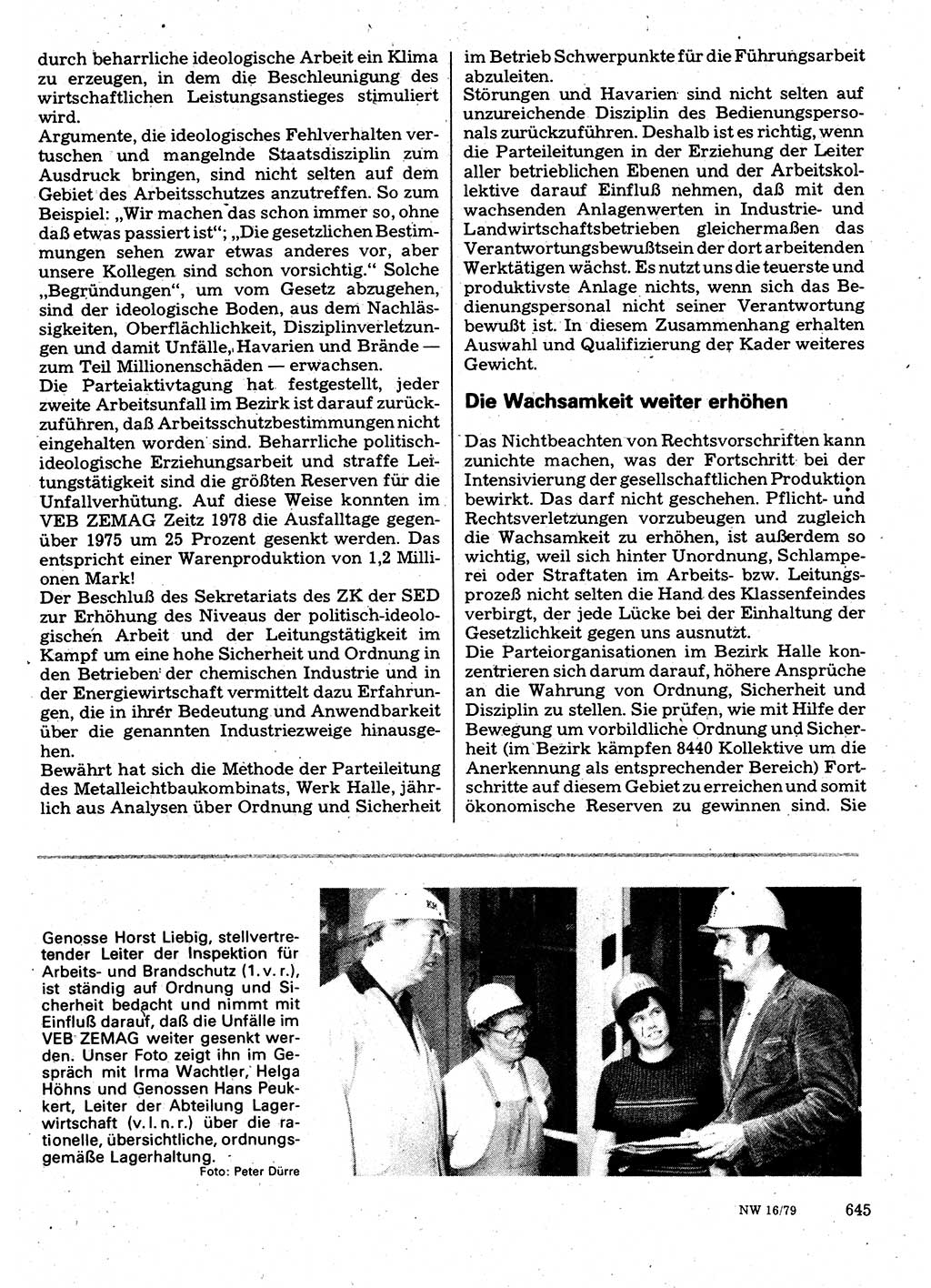 Neuer Weg (NW), Organ des Zentralkomitees (ZK) der SED (Sozialistische Einheitspartei Deutschlands) für Fragen des Parteilebens, 34. Jahrgang [Deutsche Demokratische Republik (DDR)] 1979, Seite 645 (NW ZK SED DDR 1979, S. 645)