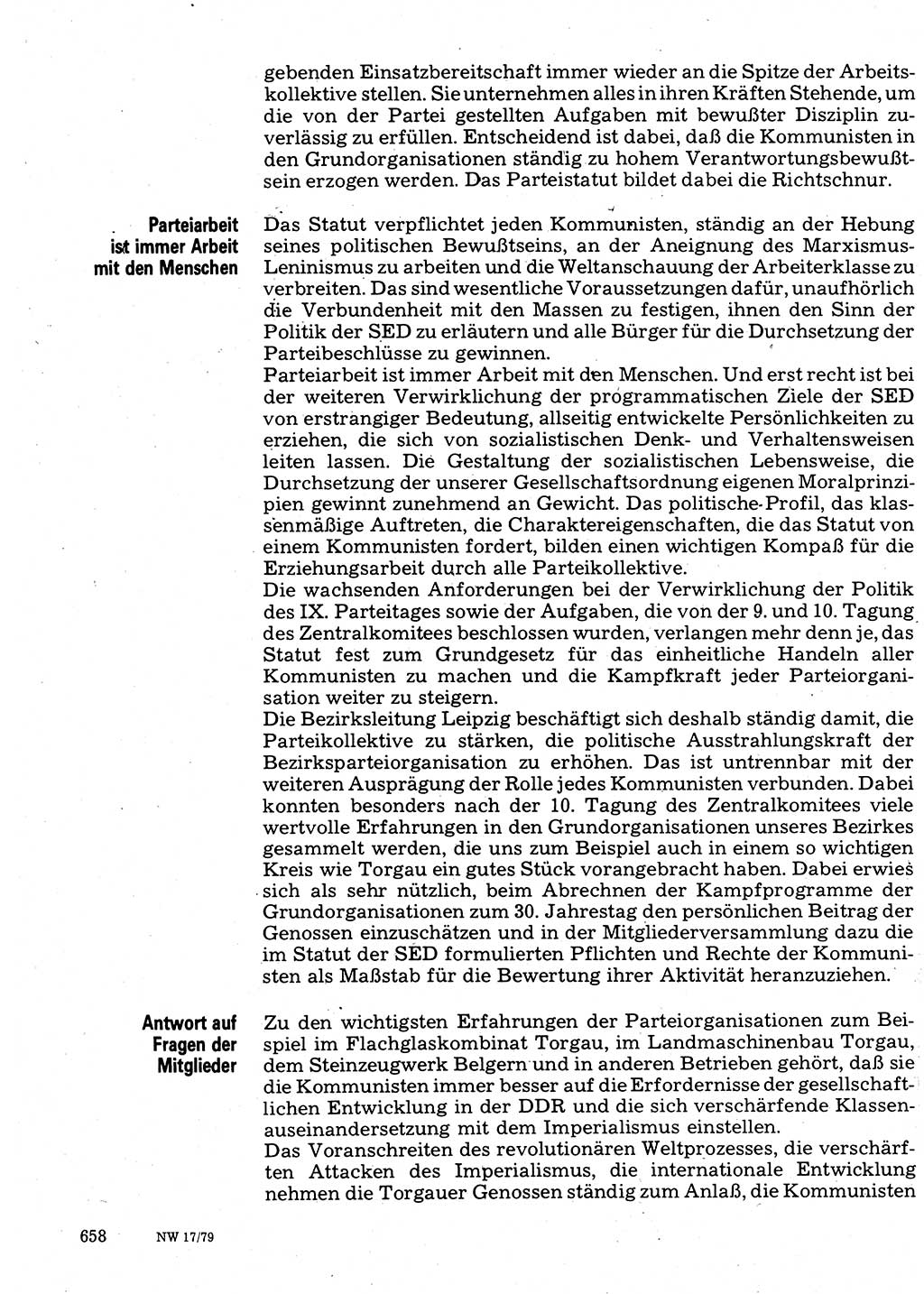 Neuer Weg (NW), Organ des Zentralkomitees (ZK) der SED (Sozialistische Einheitspartei Deutschlands) für Fragen des Parteilebens, 34. Jahrgang [Deutsche Demokratische Republik (DDR)] 1979, Seite 658 (NW ZK SED DDR 1979, S. 658)