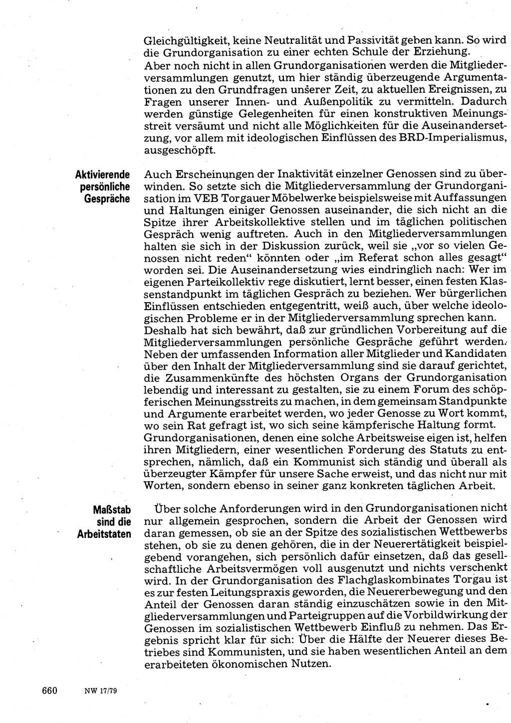 Neuer Weg (NW), Organ des Zentralkomitees (ZK) der SED (Sozialistische Einheitspartei Deutschlands) für Fragen des Parteilebens, 34. Jahrgang [Deutsche Demokratische Republik (DDR)] 1979, Seite 660 (NW ZK SED DDR 1979, S. 660)