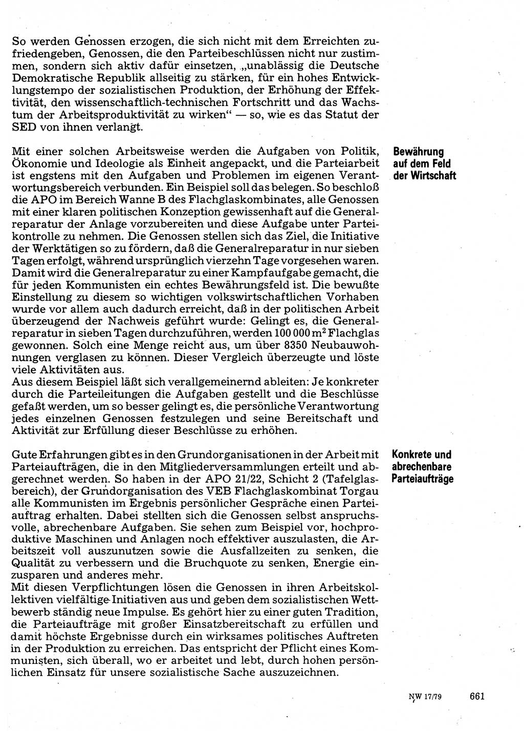 Neuer Weg (NW), Organ des Zentralkomitees (ZK) der SED (Sozialistische Einheitspartei Deutschlands) für Fragen des Parteilebens, 34. Jahrgang [Deutsche Demokratische Republik (DDR)] 1979, Seite 661 (NW ZK SED DDR 1979, S. 661)