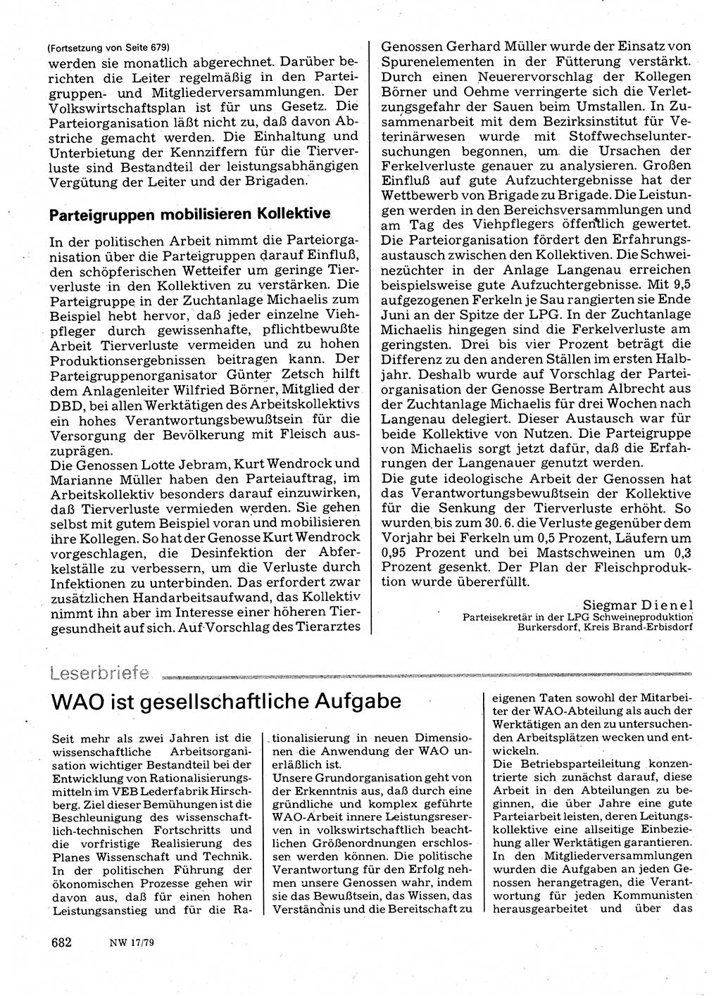 Neuer Weg (NW), Organ des Zentralkomitees (ZK) der SED (Sozialistische Einheitspartei Deutschlands) für Fragen des Parteilebens, 34. Jahrgang [Deutsche Demokratische Republik (DDR)] 1979, Seite 682 (NW ZK SED DDR 1979, S. 682)