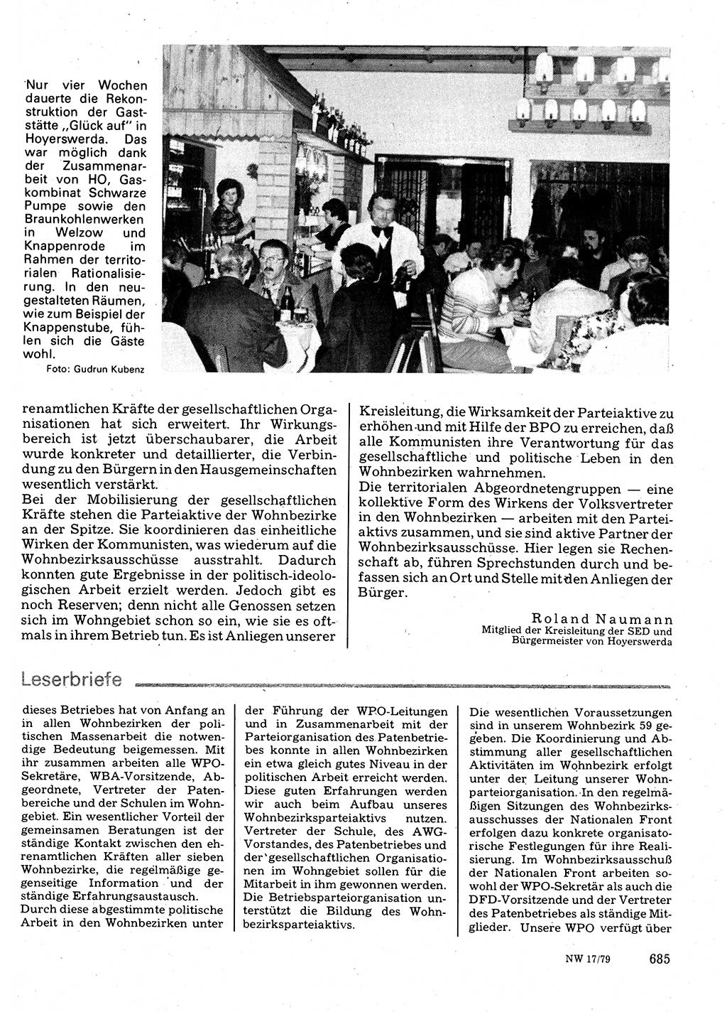 Neuer Weg (NW), Organ des Zentralkomitees (ZK) der SED (Sozialistische Einheitspartei Deutschlands) für Fragen des Parteilebens, 34. Jahrgang [Deutsche Demokratische Republik (DDR)] 1979, Seite 685 (NW ZK SED DDR 1979, S. 685)