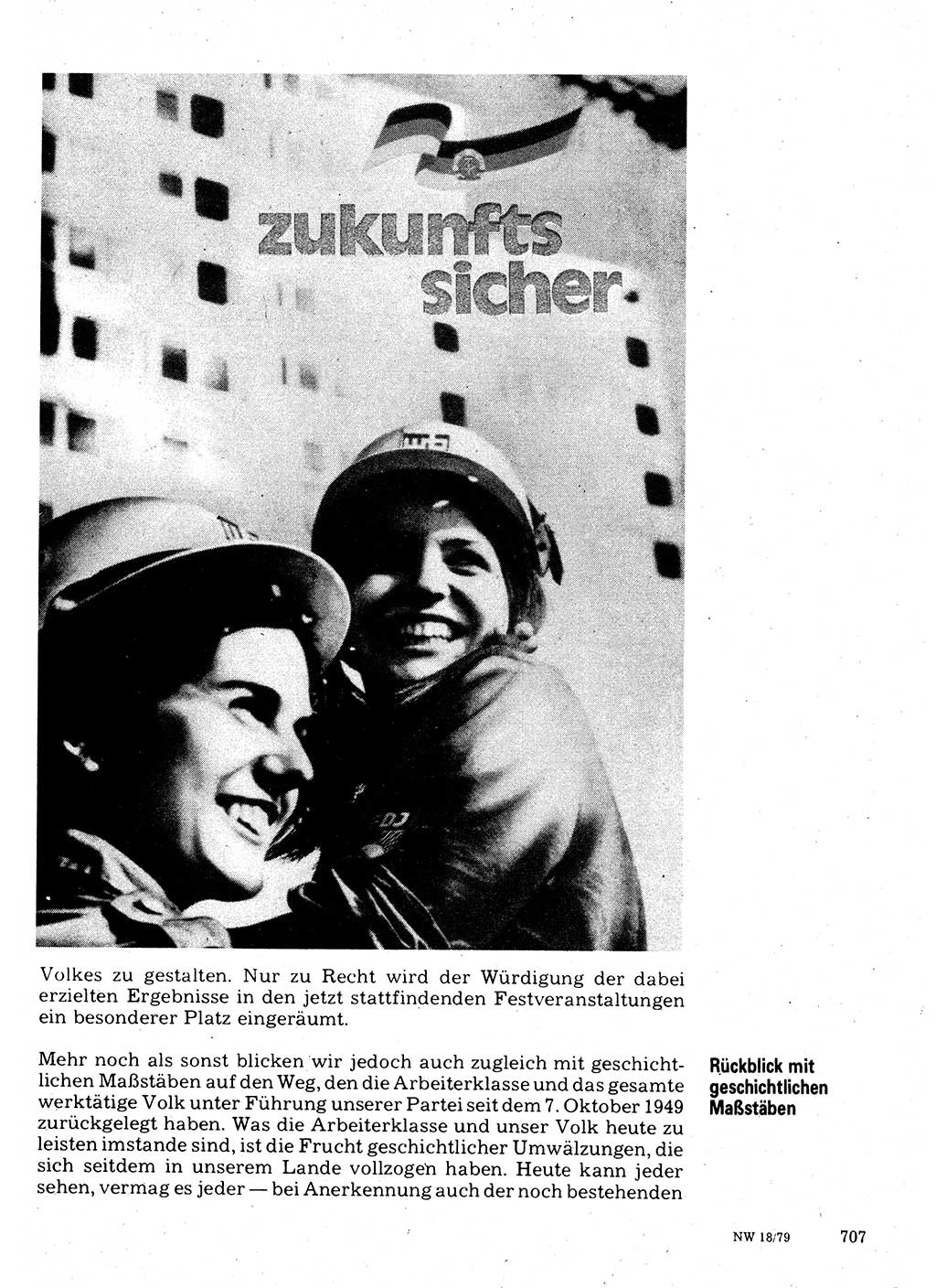 Neuer Weg (NW), Organ des Zentralkomitees (ZK) der SED (Sozialistische Einheitspartei Deutschlands) für Fragen des Parteilebens, 34. Jahrgang [Deutsche Demokratische Republik (DDR)] 1979, Seite 707 (NW ZK SED DDR 1979, S. 707)