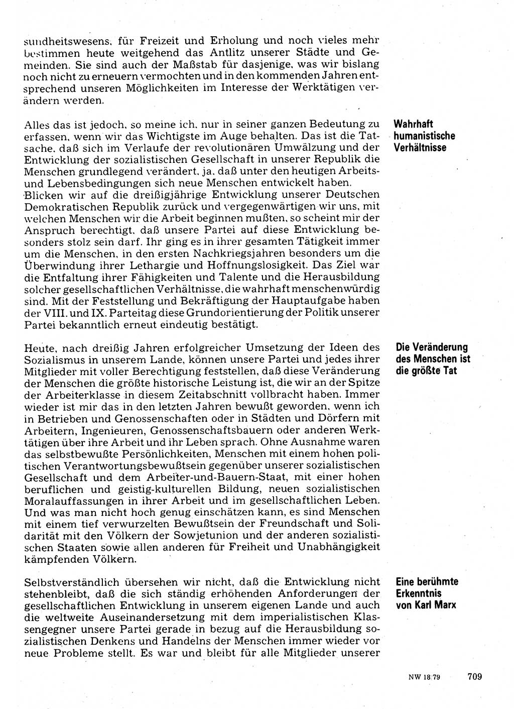 Neuer Weg (NW), Organ des Zentralkomitees (ZK) der SED (Sozialistische Einheitspartei Deutschlands) für Fragen des Parteilebens, 34. Jahrgang [Deutsche Demokratische Republik (DDR)] 1979, Seite 709 (NW ZK SED DDR 1979, S. 709)