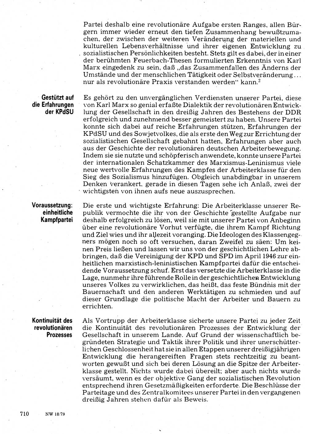 Neuer Weg (NW), Organ des Zentralkomitees (ZK) der SED (Sozialistische Einheitspartei Deutschlands) für Fragen des Parteilebens, 34. Jahrgang [Deutsche Demokratische Republik (DDR)] 1979, Seite 710 (NW ZK SED DDR 1979, S. 710)