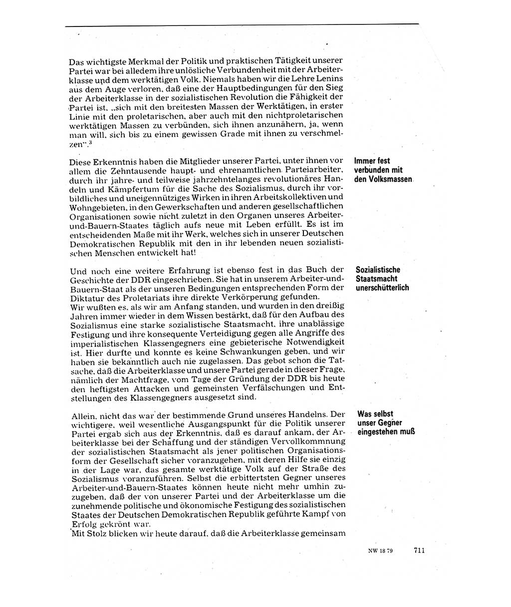 Neuer Weg (NW), Organ des Zentralkomitees (ZK) der SED (Sozialistische Einheitspartei Deutschlands) für Fragen des Parteilebens, 34. Jahrgang [Deutsche Demokratische Republik (DDR)] 1979, Seite 711 (NW ZK SED DDR 1979, S. 711)