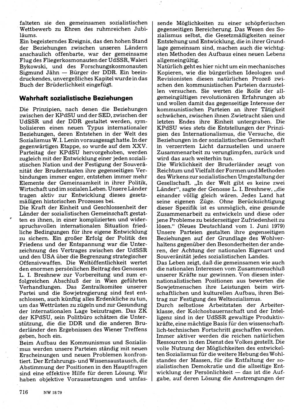 Neuer Weg (NW), Organ des Zentralkomitees (ZK) der SED (Sozialistische Einheitspartei Deutschlands) für Fragen des Parteilebens, 34. Jahrgang [Deutsche Demokratische Republik (DDR)] 1979, Seite 716 (NW ZK SED DDR 1979, S. 716)