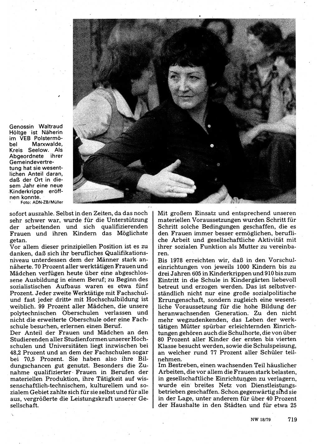 Neuer Weg (NW), Organ des Zentralkomitees (ZK) der SED (Sozialistische Einheitspartei Deutschlands) für Fragen des Parteilebens, 34. Jahrgang [Deutsche Demokratische Republik (DDR)] 1979, Seite 719 (NW ZK SED DDR 1979, S. 719)