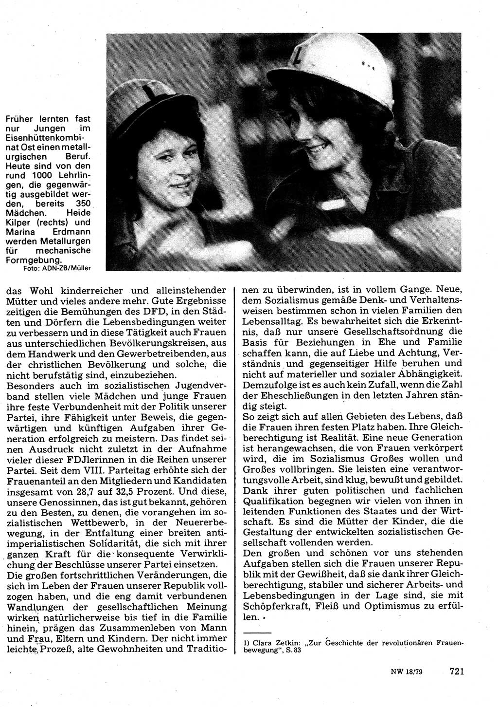 Neuer Weg (NW), Organ des Zentralkomitees (ZK) der SED (Sozialistische Einheitspartei Deutschlands) für Fragen des Parteilebens, 34. Jahrgang [Deutsche Demokratische Republik (DDR)] 1979, Seite 721 (NW ZK SED DDR 1979, S. 721)