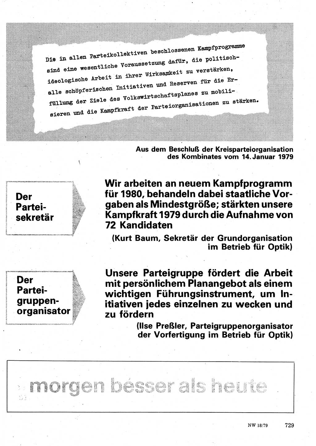 Neuer Weg (NW), Organ des Zentralkomitees (ZK) der SED (Sozialistische Einheitspartei Deutschlands) für Fragen des Parteilebens, 34. Jahrgang [Deutsche Demokratische Republik (DDR)] 1979, Seite 729 (NW ZK SED DDR 1979, S. 729)