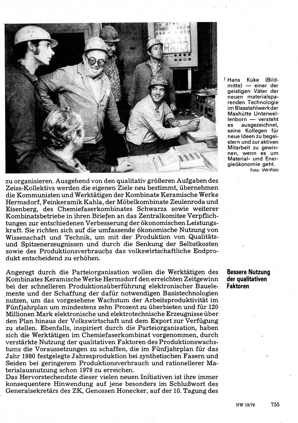 Neuer Weg (NW), Organ des Zentralkomitees (ZK) der SED (Sozialistische Einheitspartei Deutschlands) für Fragen des Parteilebens, 34. Jahrgang [Deutsche Demokratische Republik (DDR)] 1979, Seite 755 (NW ZK SED DDR 1979, S. 755)