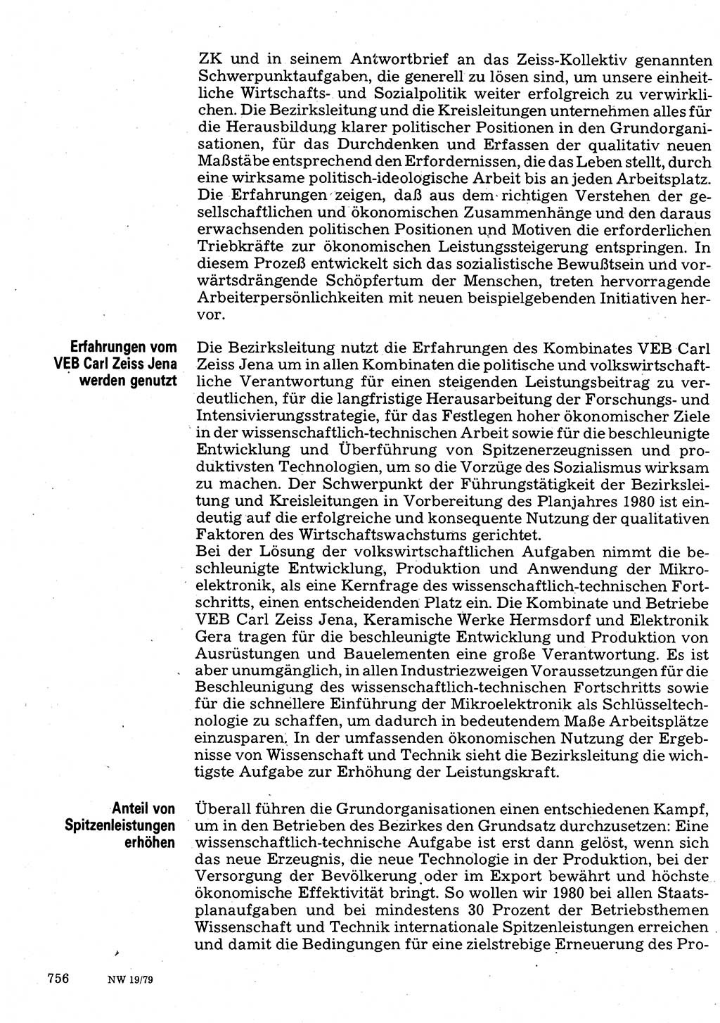 Neuer Weg (NW), Organ des Zentralkomitees (ZK) der SED (Sozialistische Einheitspartei Deutschlands) für Fragen des Parteilebens, 34. Jahrgang [Deutsche Demokratische Republik (DDR)] 1979, Seite 756 (NW ZK SED DDR 1979, S. 756)