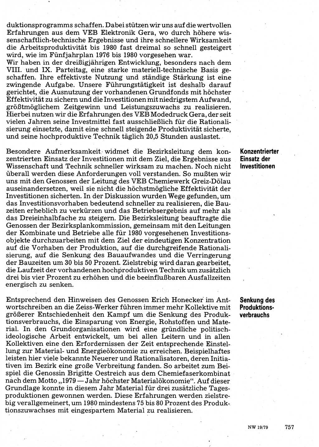 Neuer Weg (NW), Organ des Zentralkomitees (ZK) der SED (Sozialistische Einheitspartei Deutschlands) für Fragen des Parteilebens, 34. Jahrgang [Deutsche Demokratische Republik (DDR)] 1979, Seite 757 (NW ZK SED DDR 1979, S. 757)
