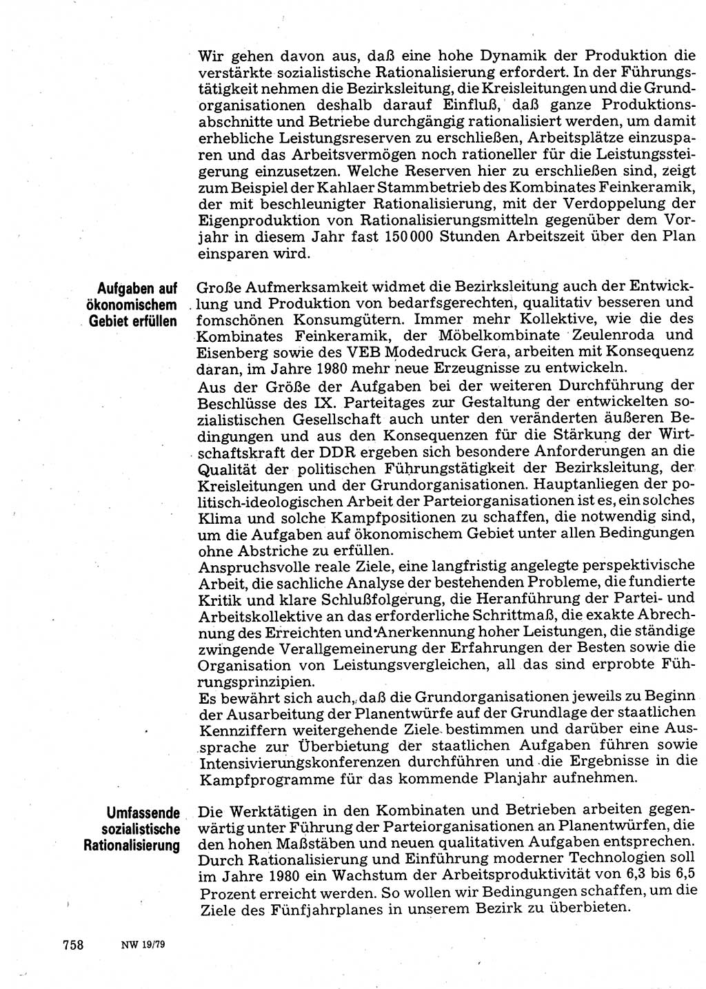 Neuer Weg (NW), Organ des Zentralkomitees (ZK) der SED (Sozialistische Einheitspartei Deutschlands) für Fragen des Parteilebens, 34. Jahrgang [Deutsche Demokratische Republik (DDR)] 1979, Seite 758 (NW ZK SED DDR 1979, S. 758)