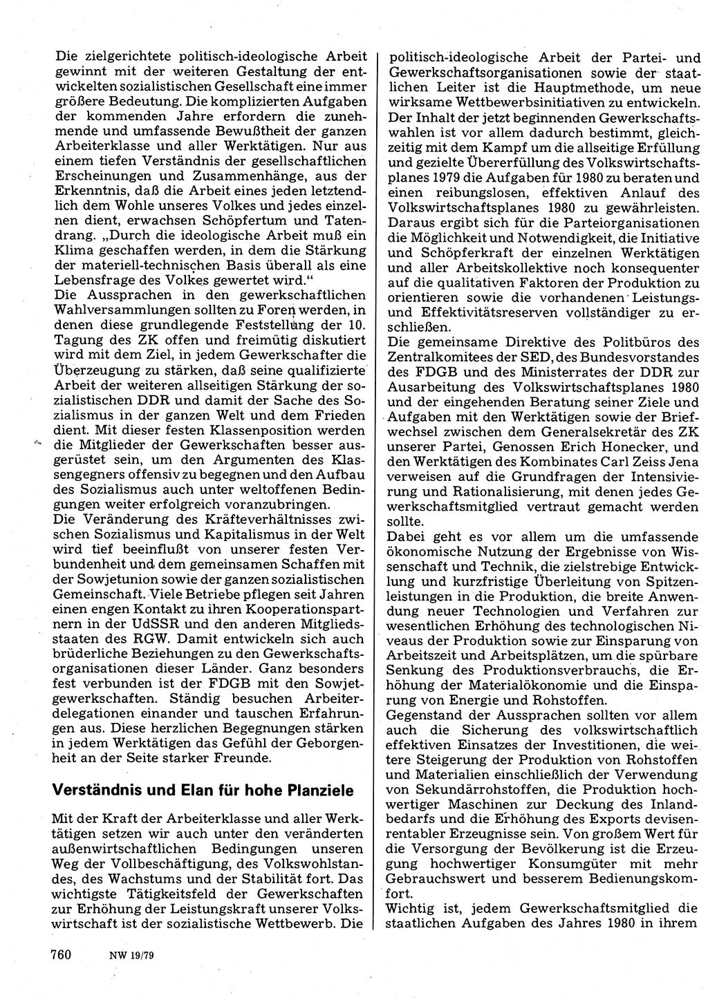 Neuer Weg (NW), Organ des Zentralkomitees (ZK) der SED (Sozialistische Einheitspartei Deutschlands) für Fragen des Parteilebens, 34. Jahrgang [Deutsche Demokratische Republik (DDR)] 1979, Seite 760 (NW ZK SED DDR 1979, S. 760)