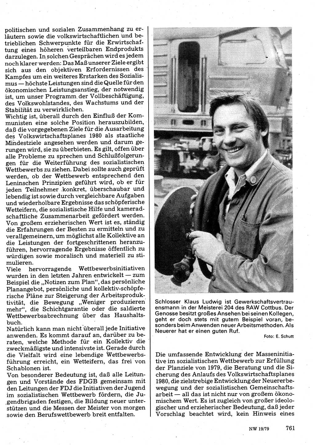 Neuer Weg (NW), Organ des Zentralkomitees (ZK) der SED (Sozialistische Einheitspartei Deutschlands) für Fragen des Parteilebens, 34. Jahrgang [Deutsche Demokratische Republik (DDR)] 1979, Seite 761 (NW ZK SED DDR 1979, S. 761)