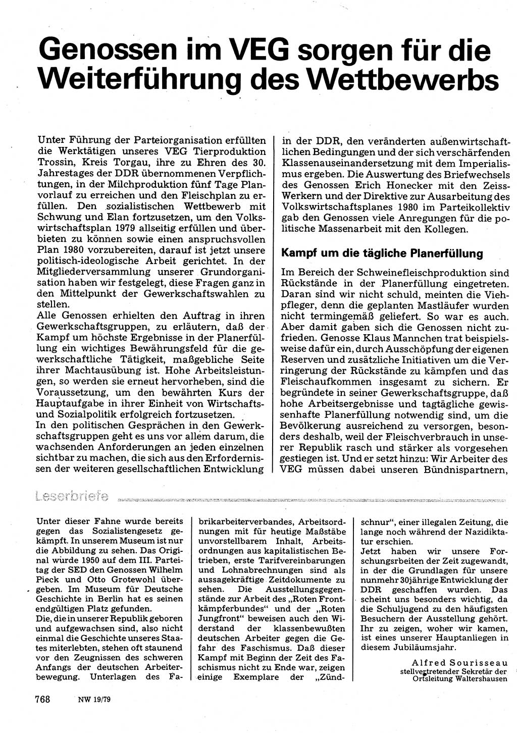 Neuer Weg (NW), Organ des Zentralkomitees (ZK) der SED (Sozialistische Einheitspartei Deutschlands) für Fragen des Parteilebens, 34. Jahrgang [Deutsche Demokratische Republik (DDR)] 1979, Seite 768 (NW ZK SED DDR 1979, S. 768)