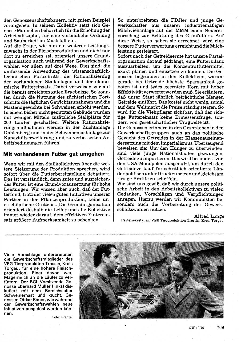 Neuer Weg (NW), Organ des Zentralkomitees (ZK) der SED (Sozialistische Einheitspartei Deutschlands) für Fragen des Parteilebens, 34. Jahrgang [Deutsche Demokratische Republik (DDR)] 1979, Seite 769 (NW ZK SED DDR 1979, S. 769)