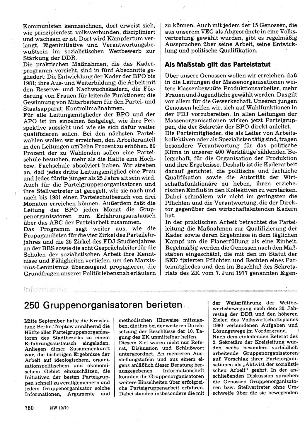 Neuer Weg (NW), Organ des Zentralkomitees (ZK) der SED (Sozialistische Einheitspartei Deutschlands) für Fragen des Parteilebens, 34. Jahrgang [Deutsche Demokratische Republik (DDR)] 1979, Seite 780 (NW ZK SED DDR 1979, S. 780)